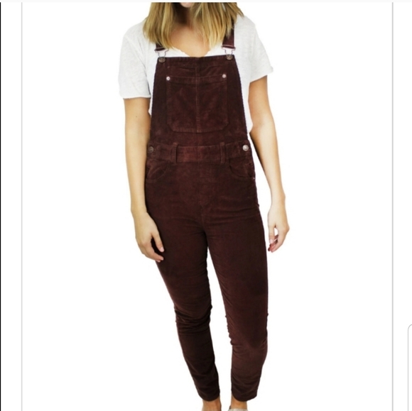 free people slim ankle cord overalls